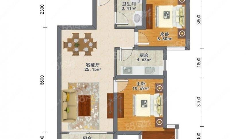 珠光御景香河120万元二手房出售信息2室2厅1卫76平方