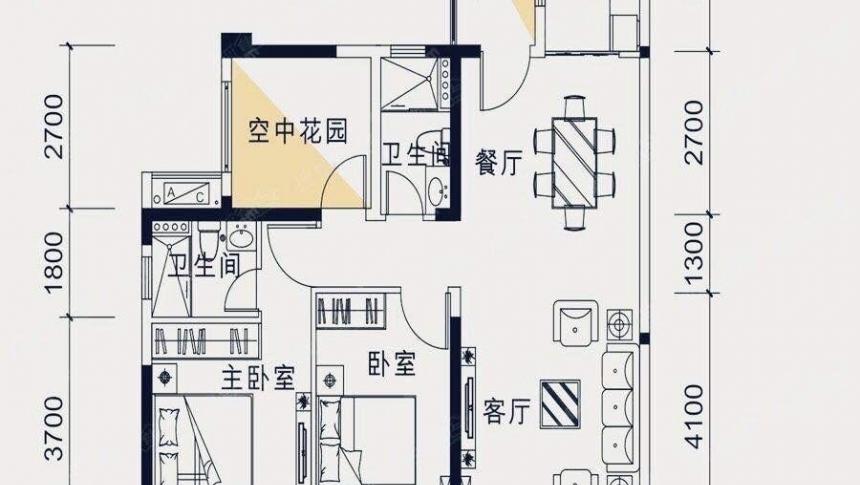 「信鸿广场」园洲镇3室2厅1卫出租2000元/月,整租