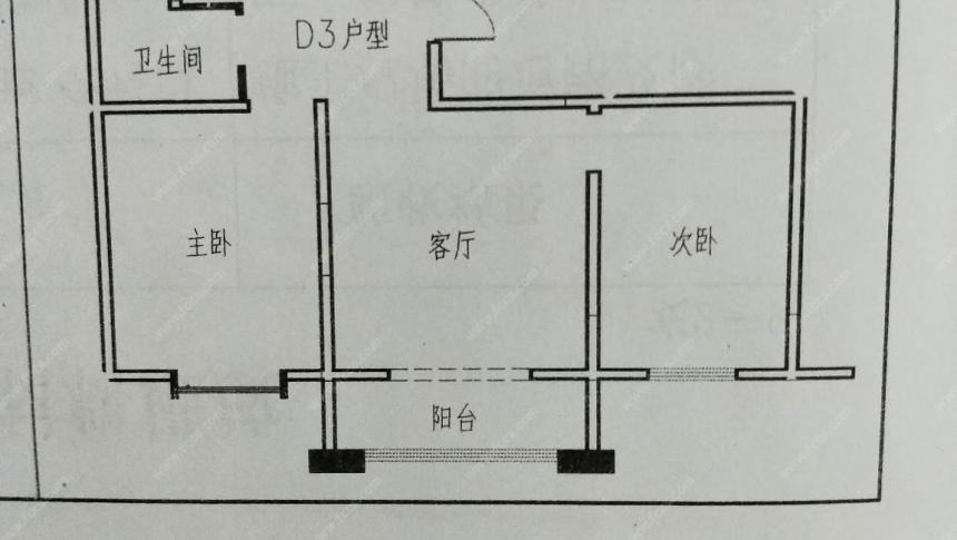 云天华府毛坯房9楼,92平米,三阳开泰户型,两室